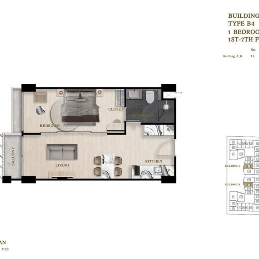 Siam Oriental Oasis, 1 bedroom apartments - from 40 m² to 48 m²