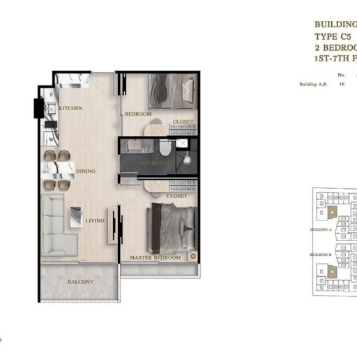 Siam Oriental Oasis, 2 bedroom apartments - from 58 m² to 70 m²